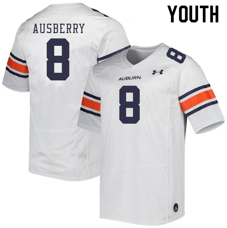 Youth Auburn Tigers #8 Austin Ausberry White 2023 College Stitched Football Jersey